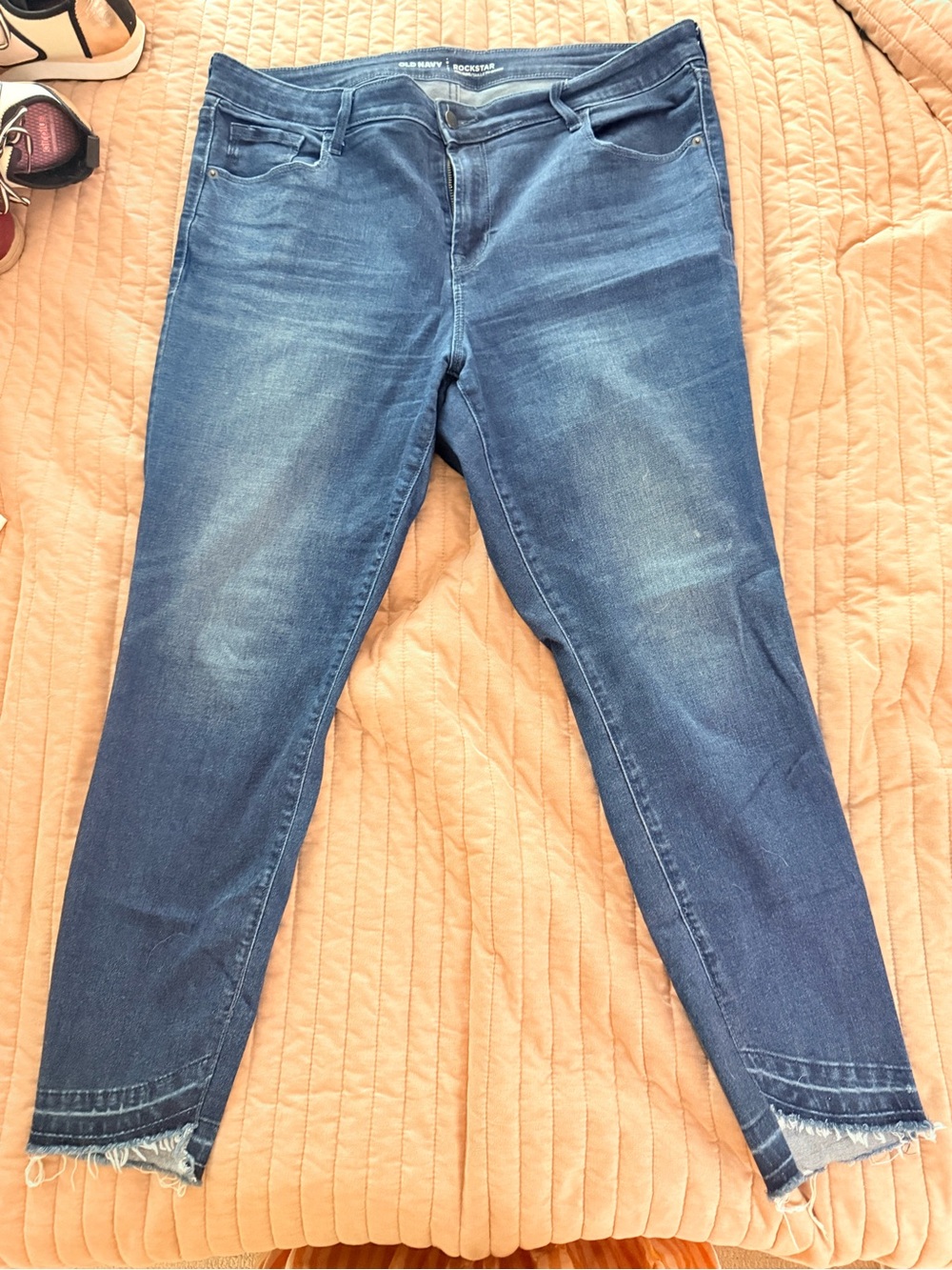 Old Navy Dark Blue Ankle Skinny Jeans with Frayed Hem